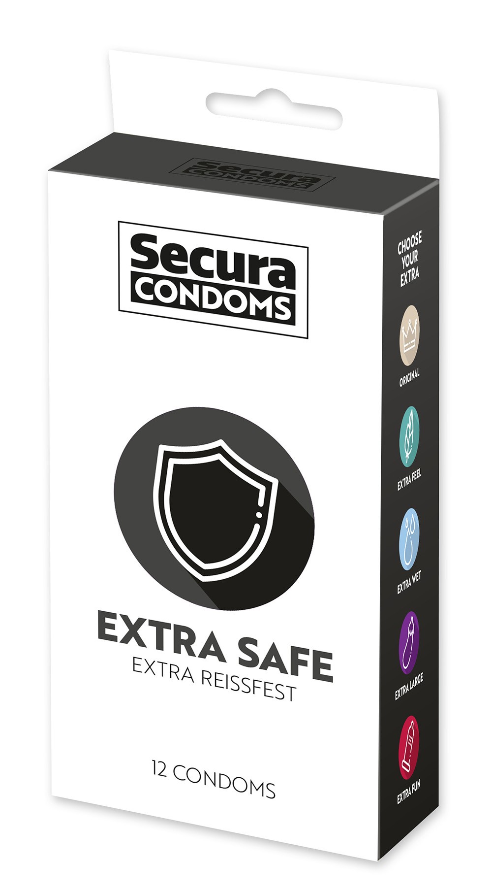Préservatifs lubrifiés, plus épais, en latex x12 avec réservoir Extra Safe 53 mm — Secura, sélection SENVÉLYA