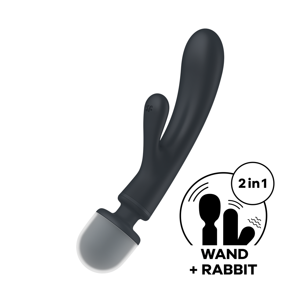2 en 1 Vibromasseur rabbit et wand noir USB Triple Lover Satisfyer — Satisfyer, sélection SENVÉLYA