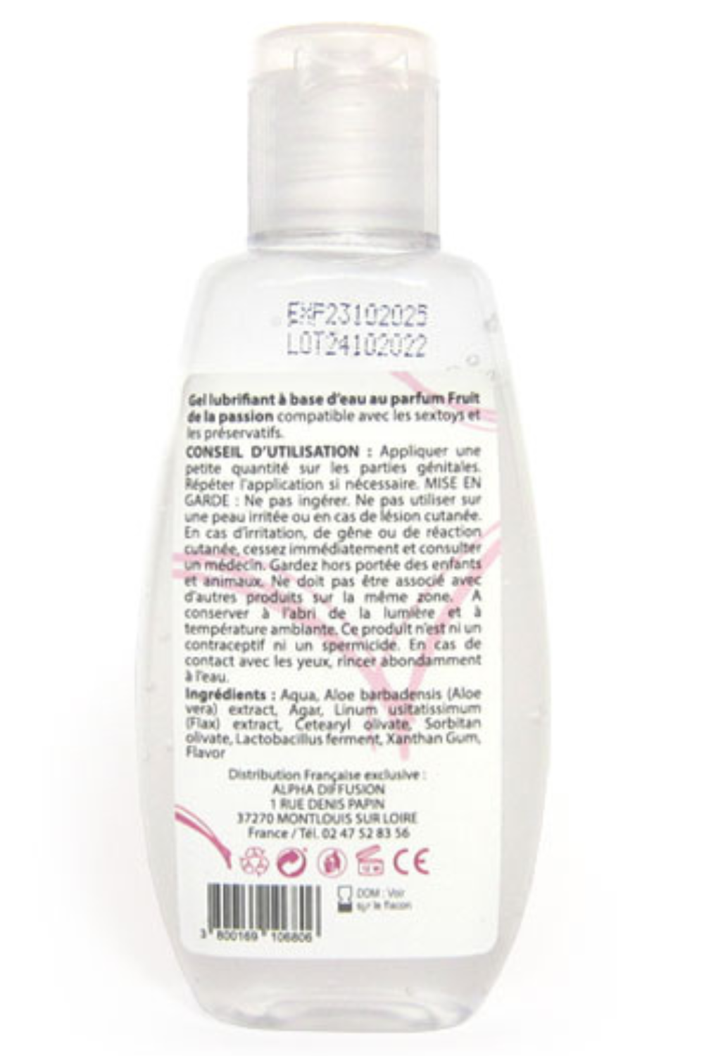 Lubrifiant à base d'eau 100% naturel Fruit de la passion 90ml — Sezmar, sélection SENVÉLYA