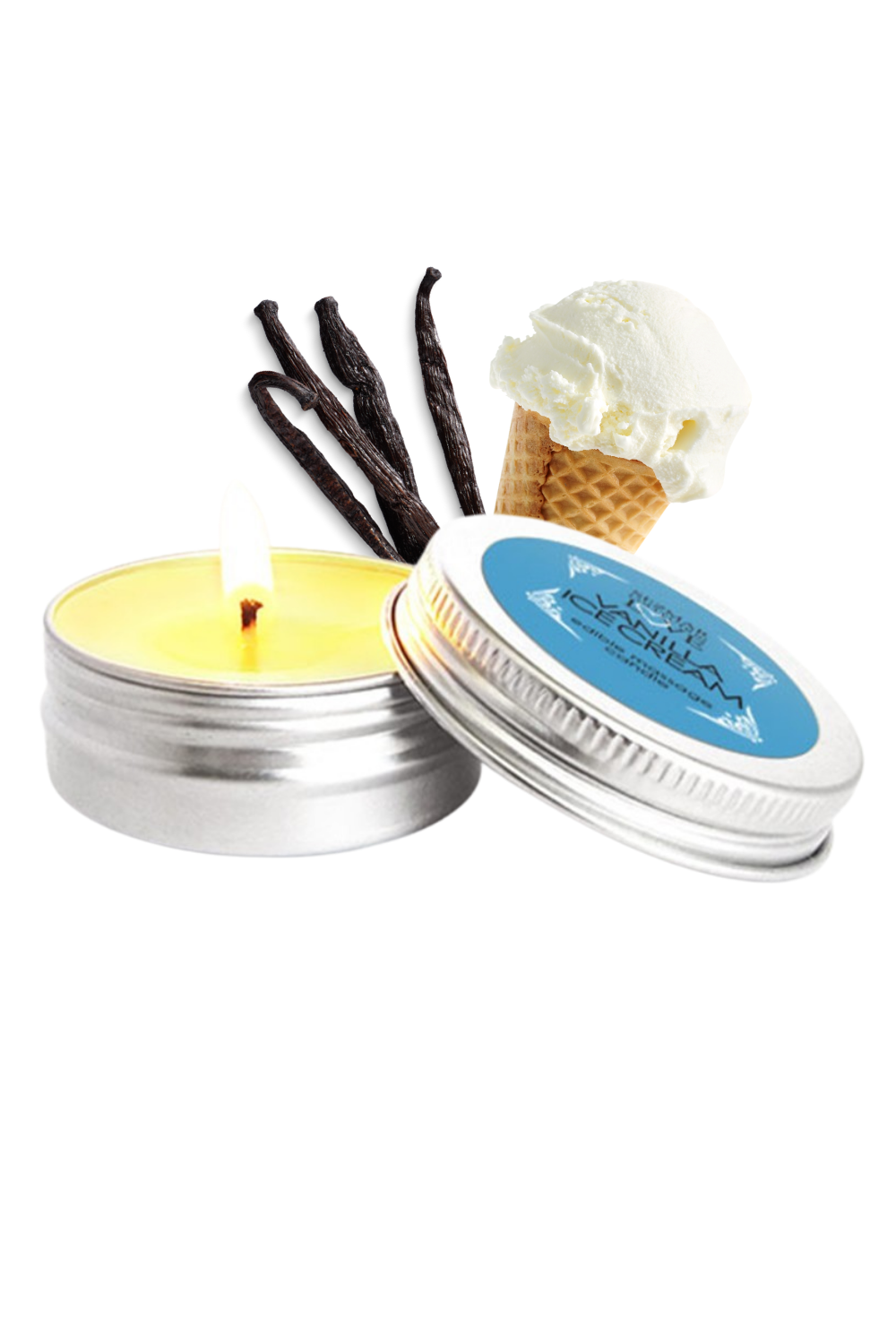 Mini Bougie de massage glace vanille 30ml 100% naturelle — Sezmar, sélection SENVÉLYA