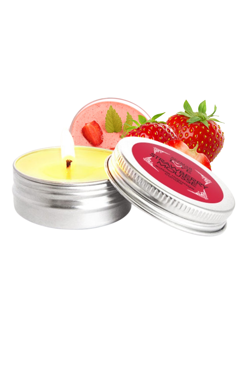Mini Bougie de massage mousse de fraise 30ml 100% naturelle — Sezmar, sélection SENVÉLYA