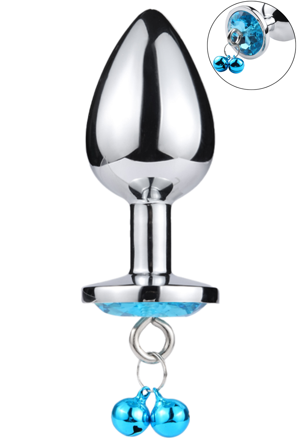 Plug bijou aluminium bleu avec clochettes Taille M JINGLE — Coeur Ardent, sélection SENVÉLYA