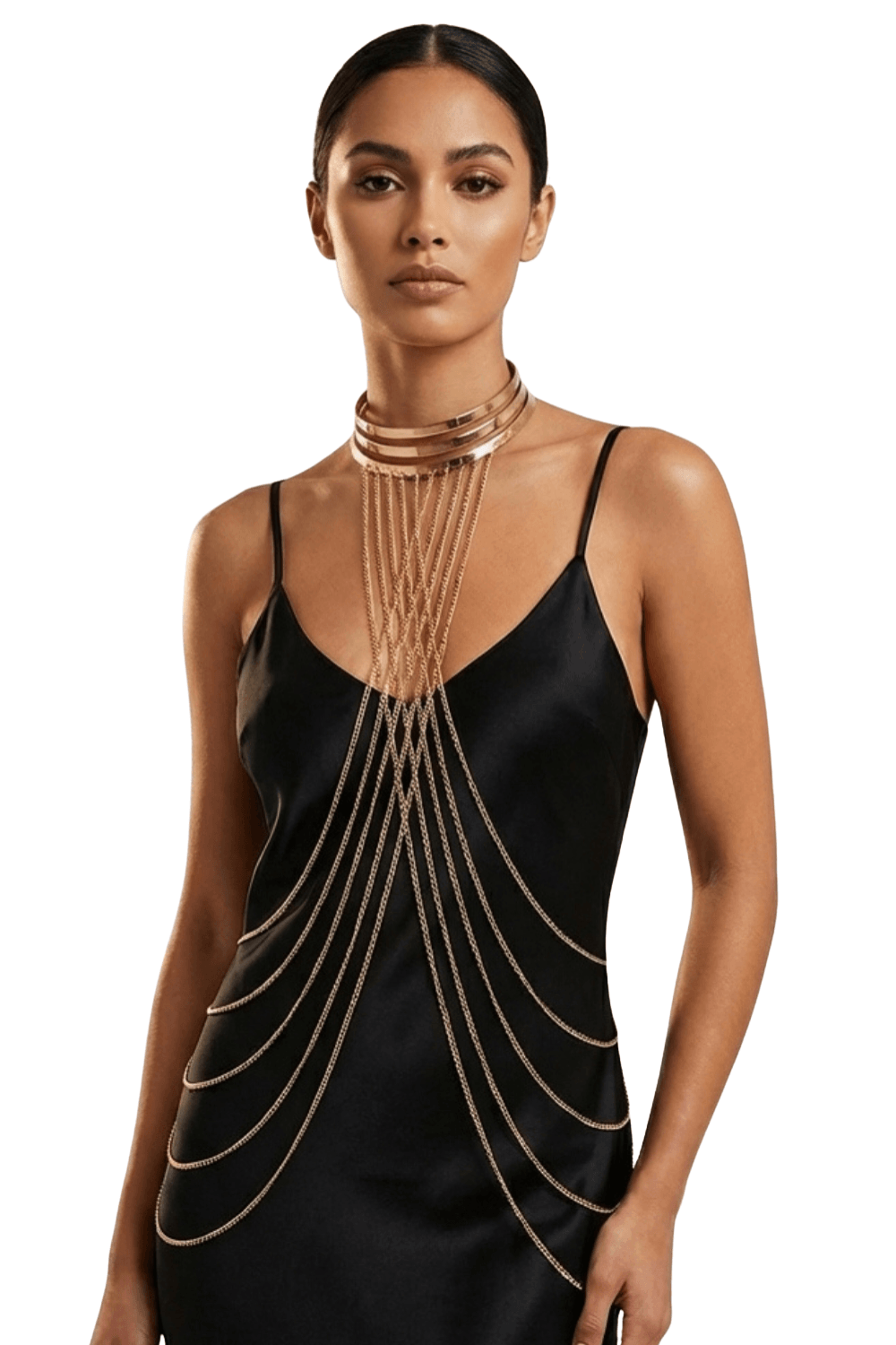 Bijou Tour de cou trois anneaux avec chaines de corps doré — Be Lily Accessories, sélection SENVÉLYA